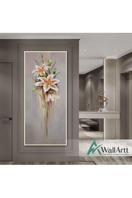 Abstract Floating Lilies Textured Partial Oil Painting